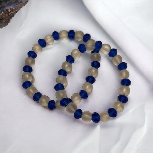 clear and blue mens bead bracelet