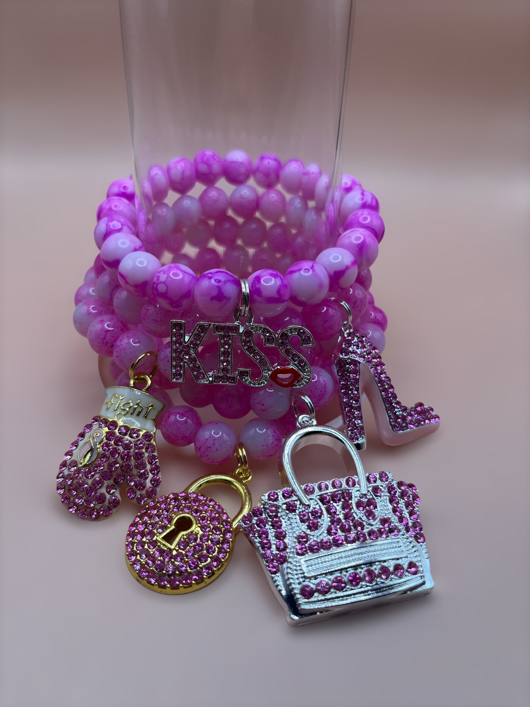 Pink charm bracelets