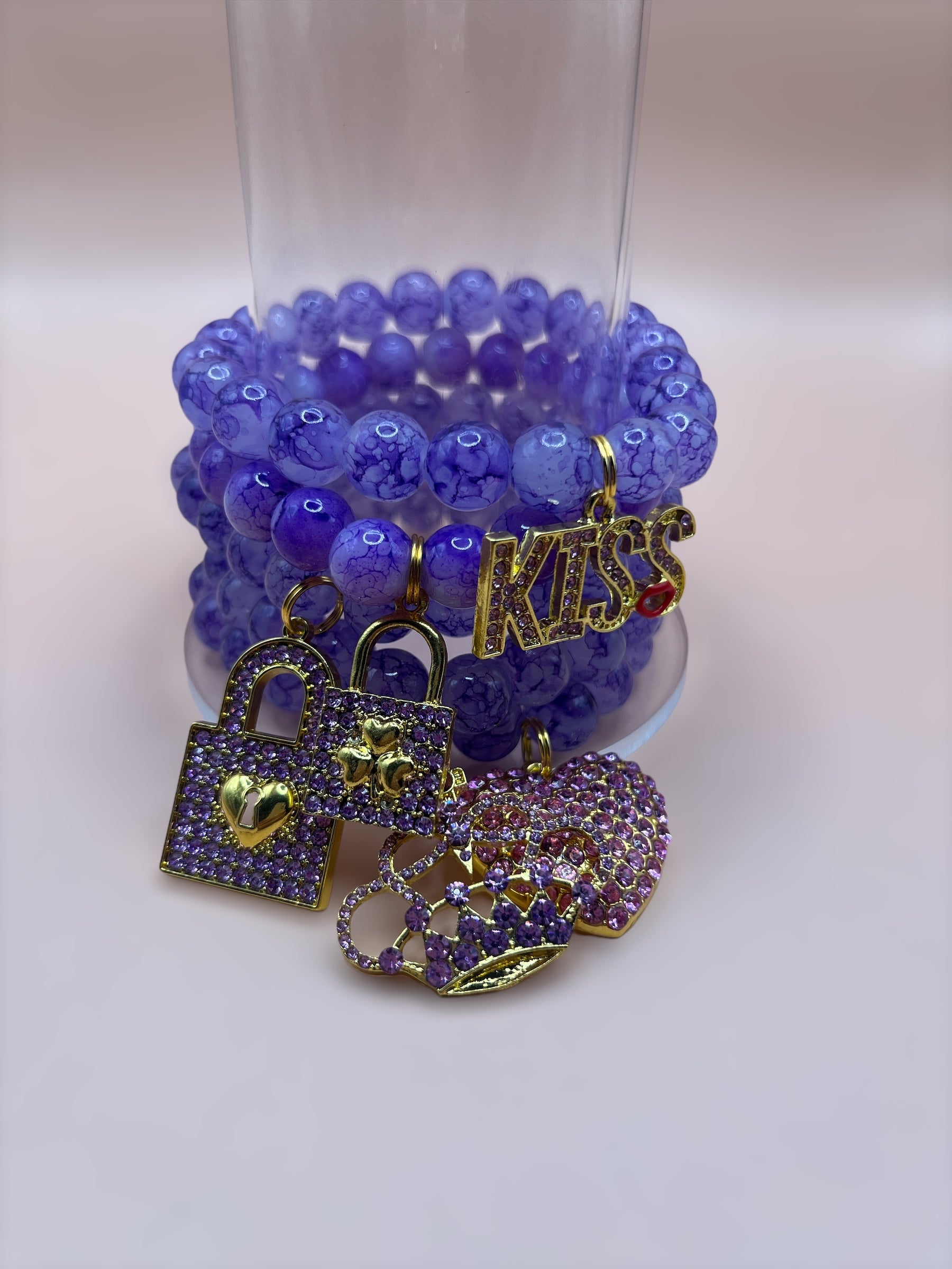 Purple charm bracelets