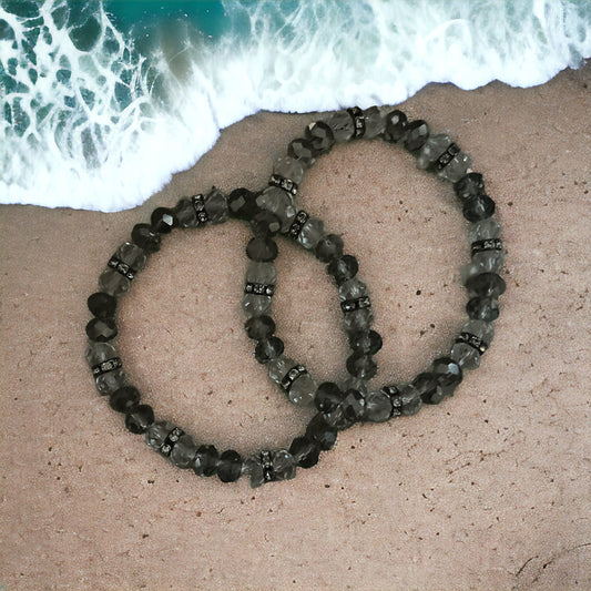 Light and dark grey crystal bracelets