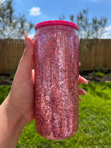 Pink Chunky Glitter 16oz Cup