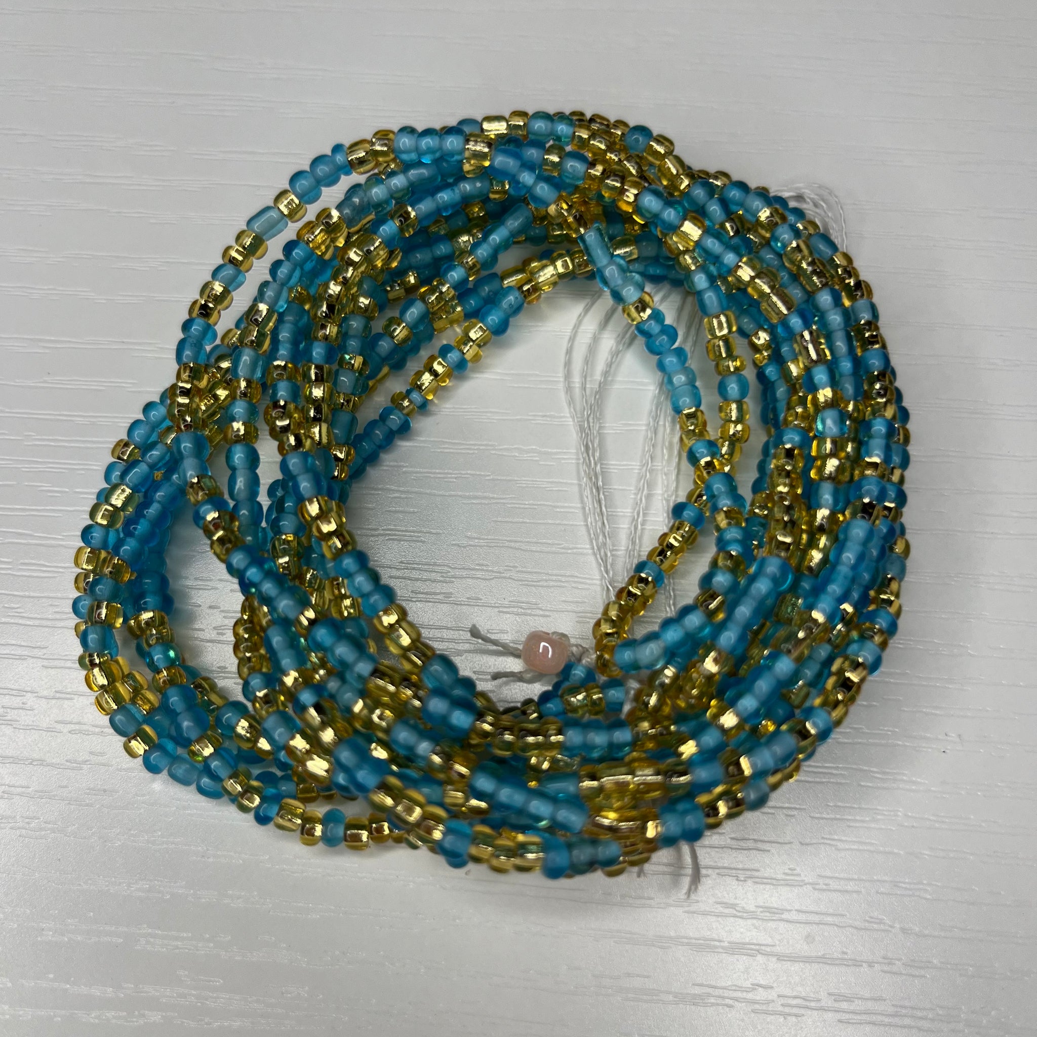 Blue and gold waistbeads