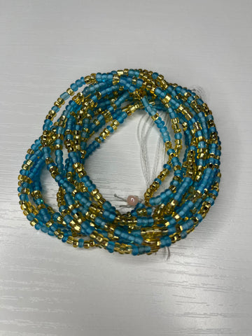 Blue and gold waistbeads