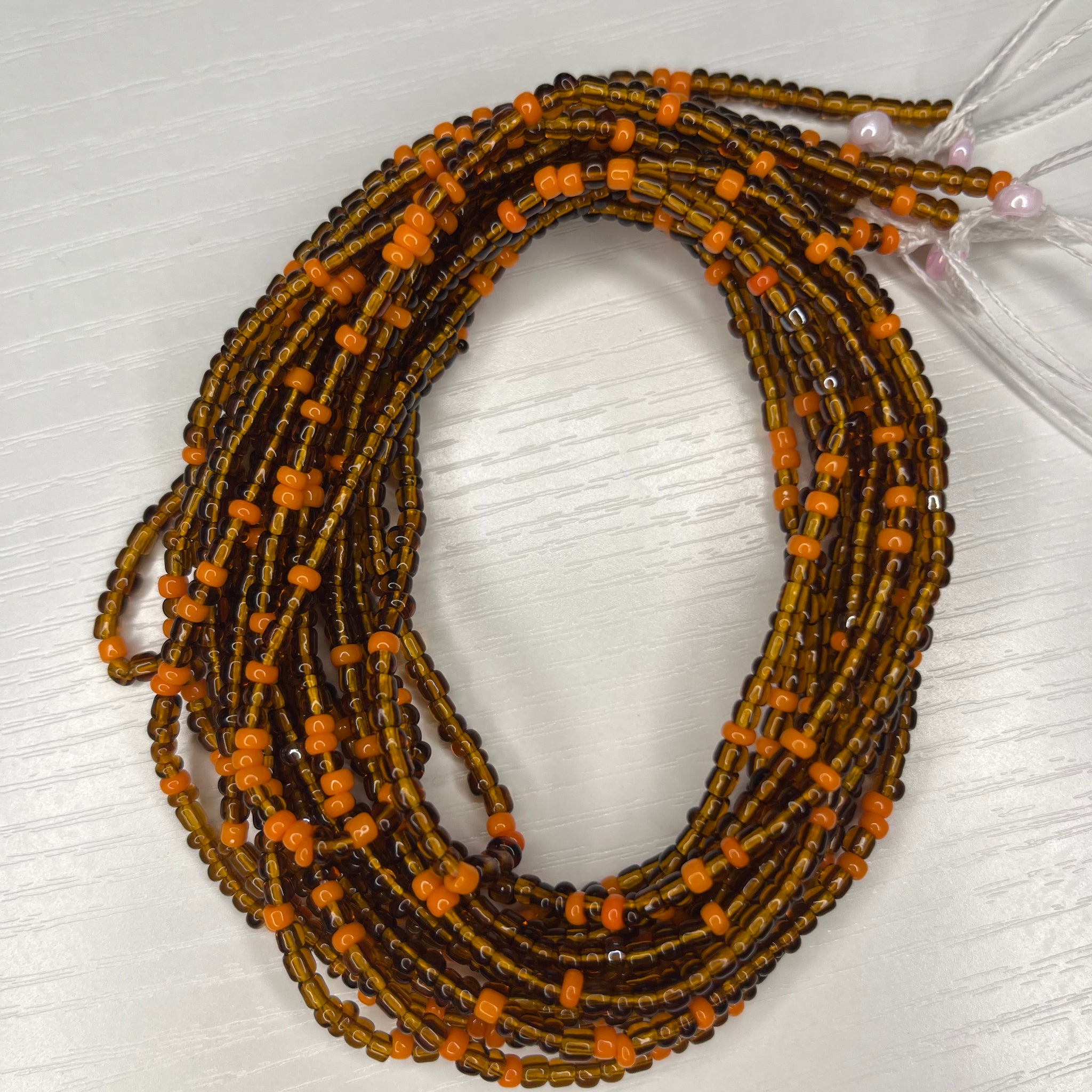 Orange and brown waist beads