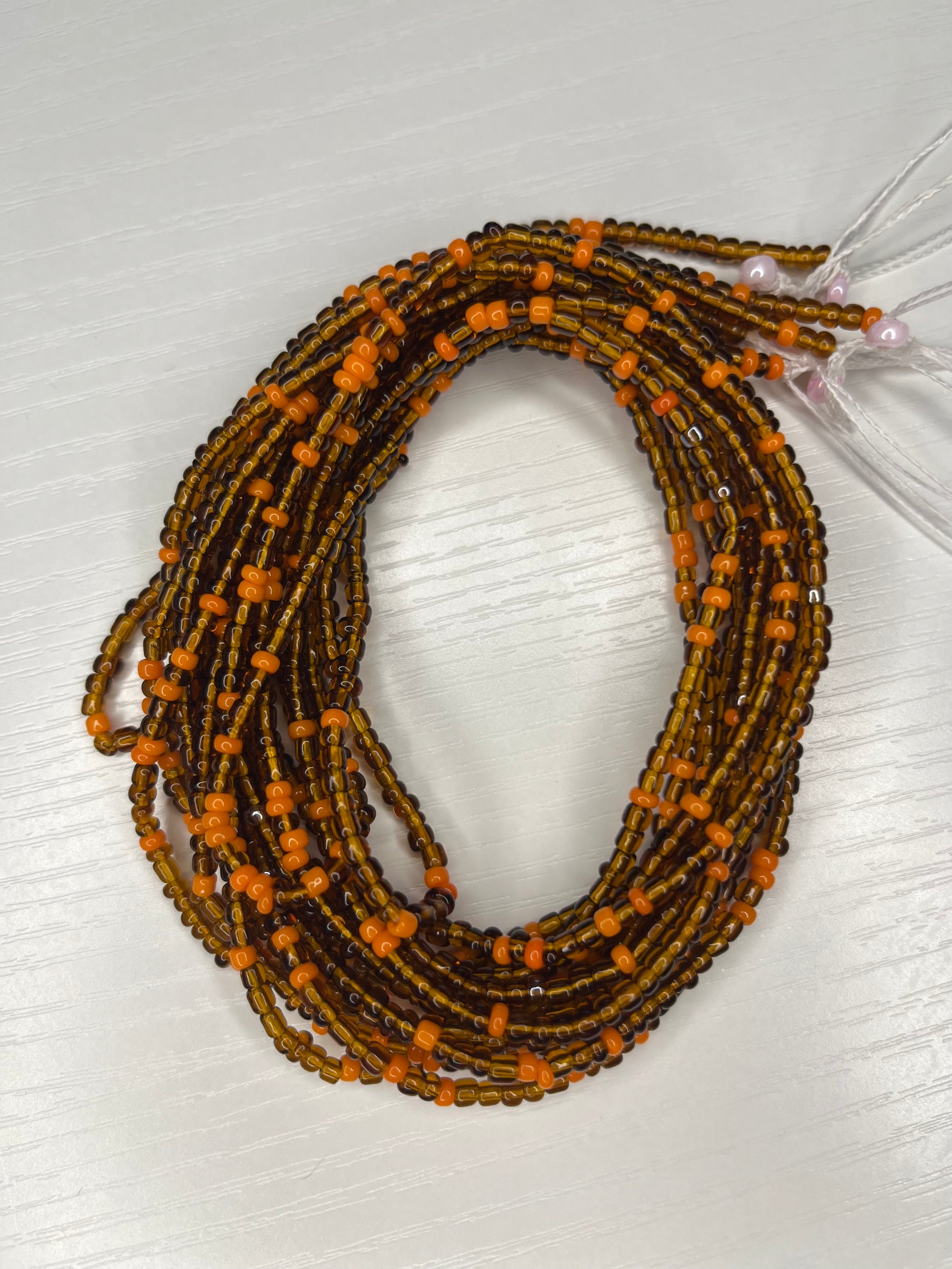 Orange and brown waist beads