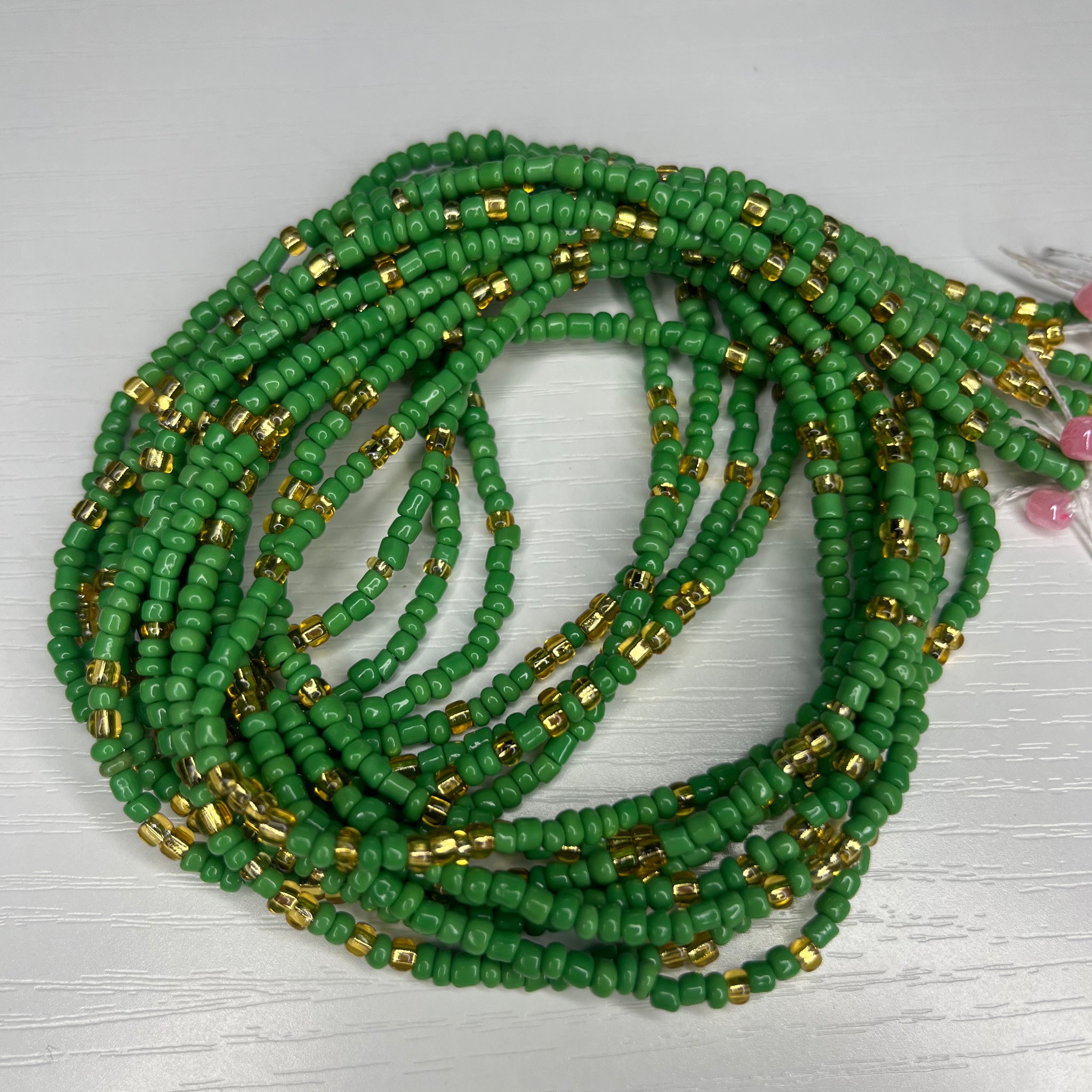 Green and gold waistbeads