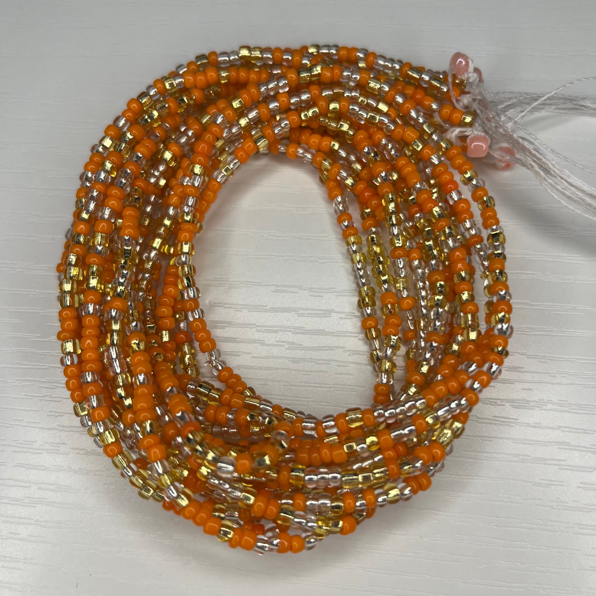 Orange silver and gold waistbeads