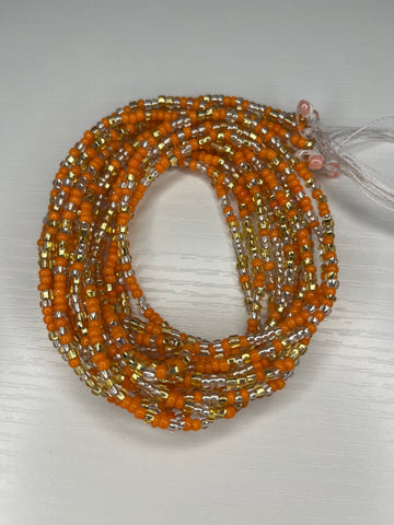 Orange silver and gold waistbeads