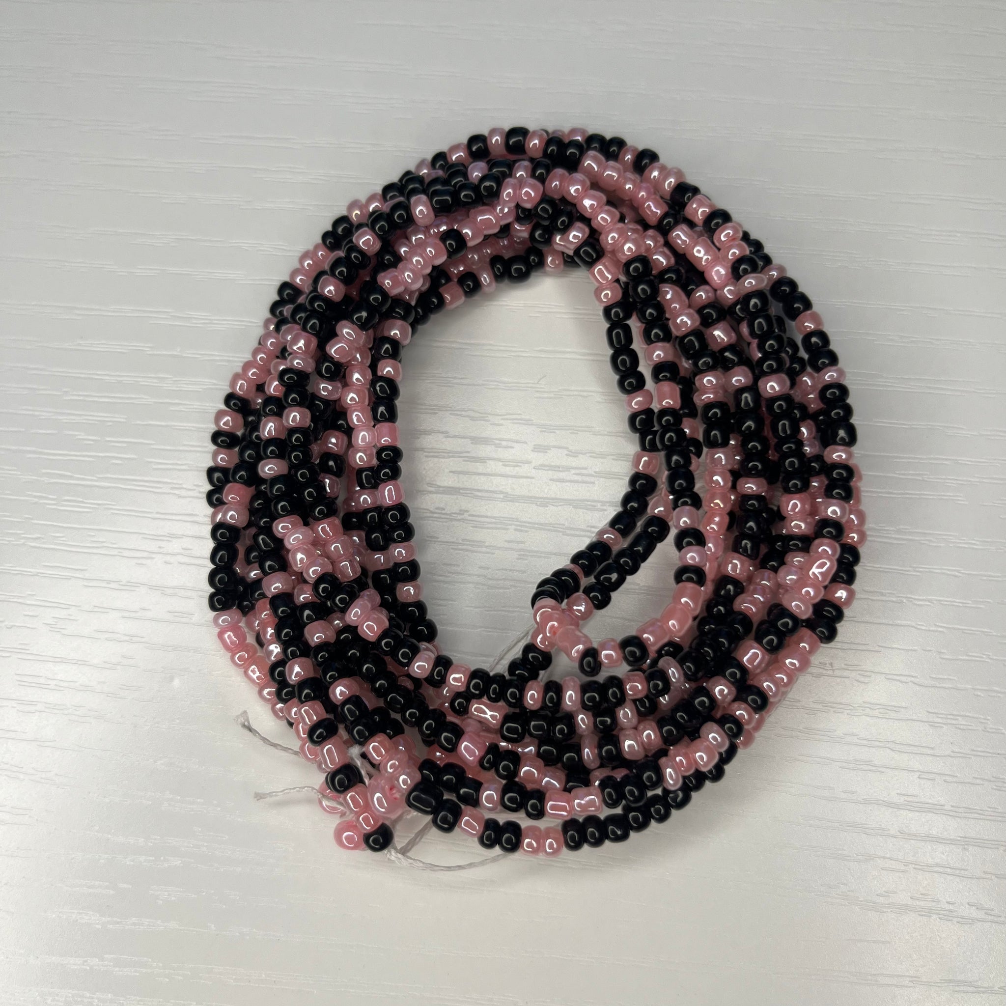 Pink and black waistbeads