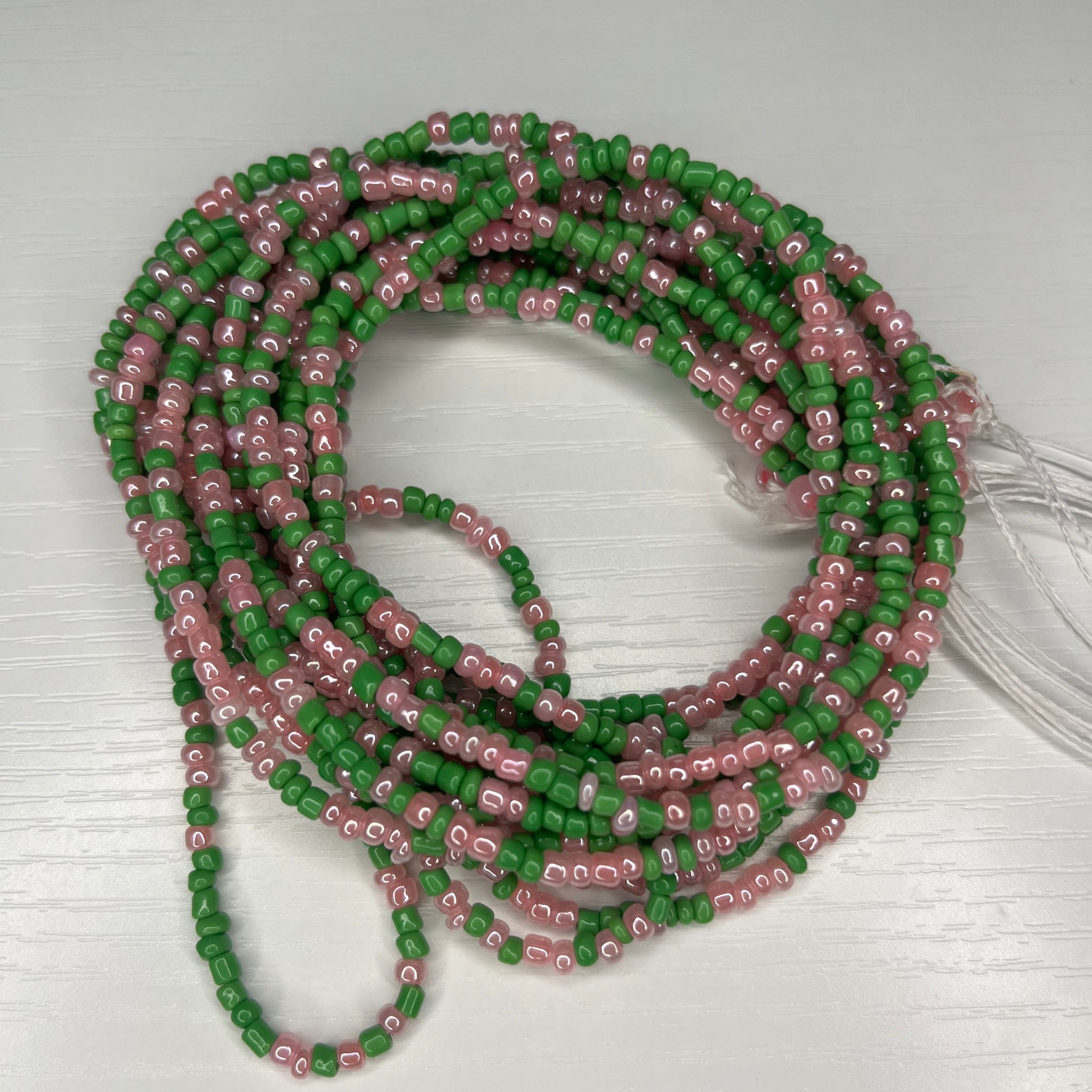 Pink and green waistbeads