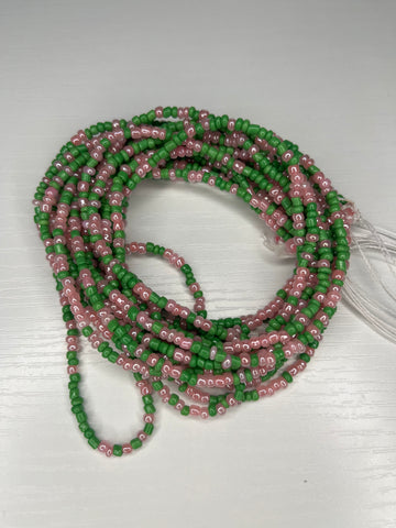 Pink and green waistbeads