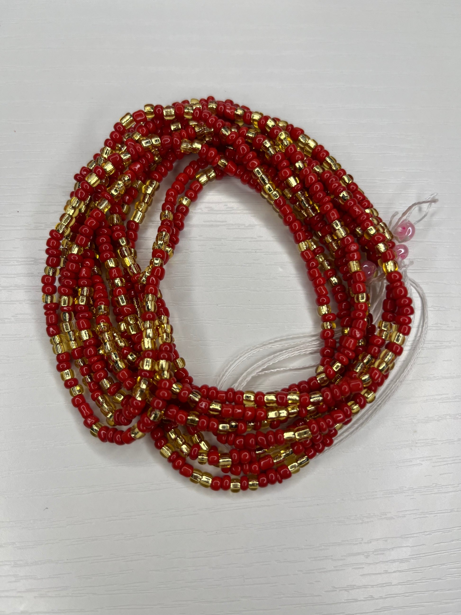 Red and gold waistbeads