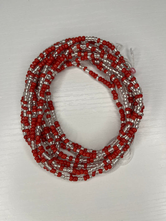 Red and silver waistbeads