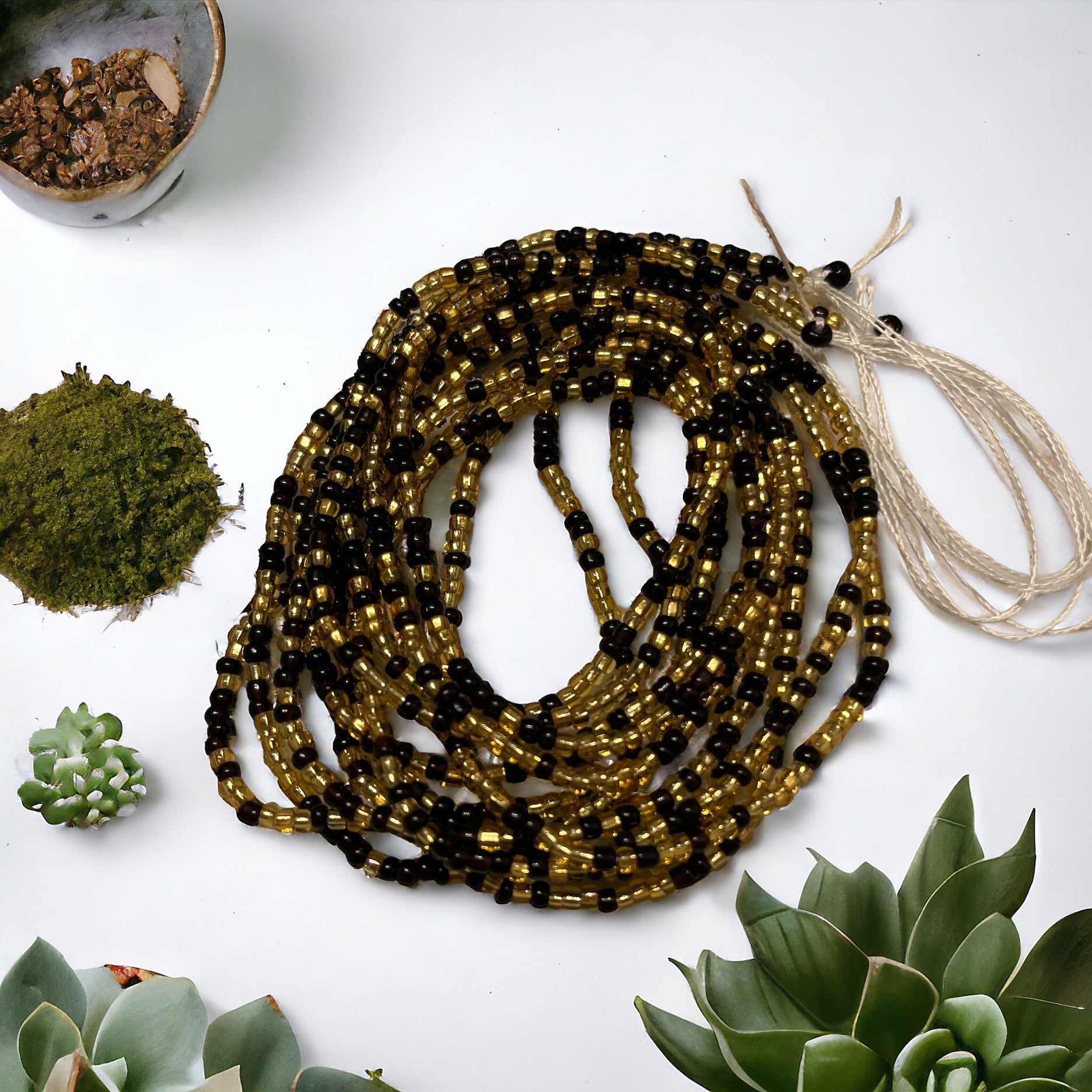 Beautiful black and gold waist beads